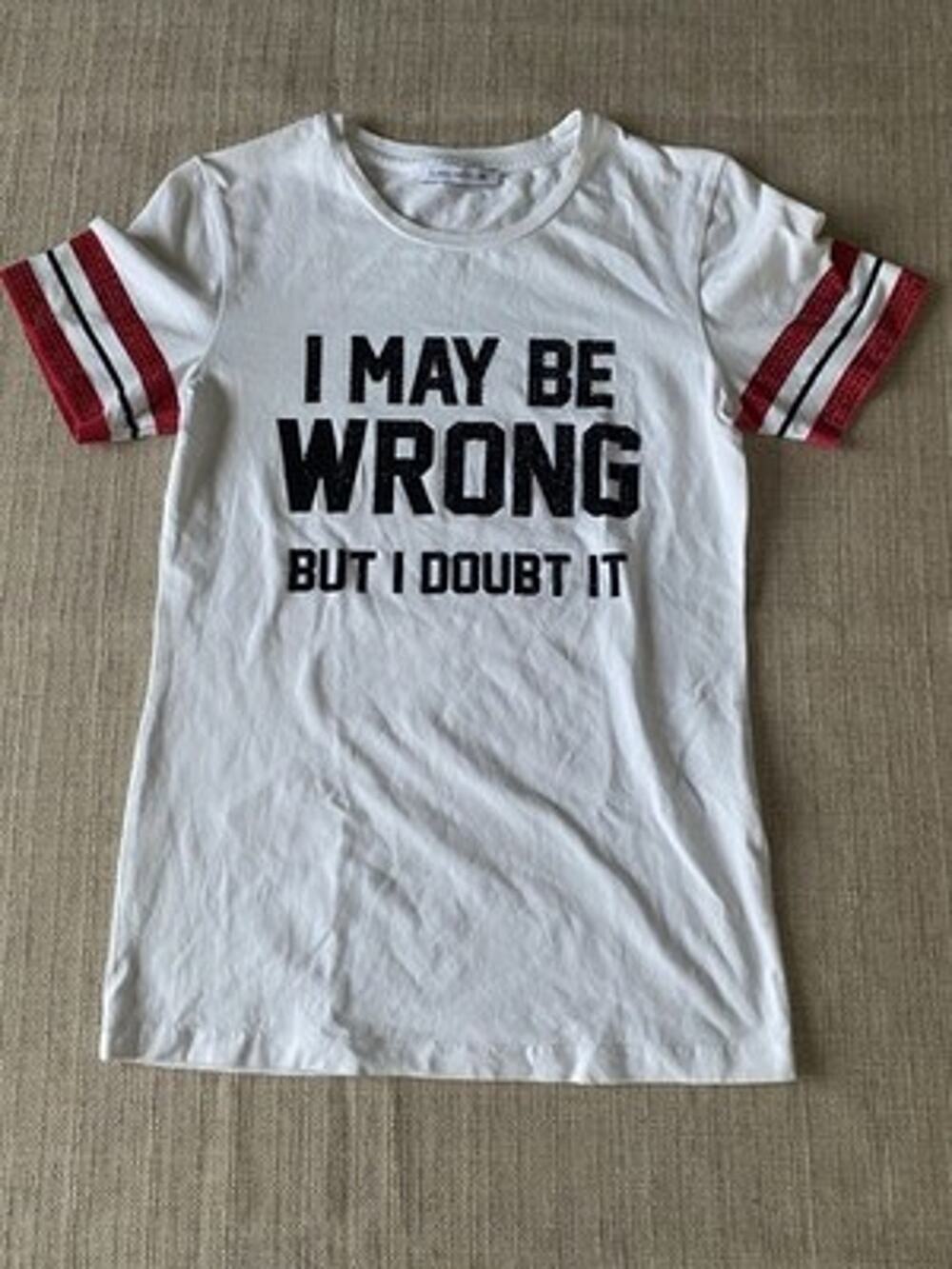 Flavio Castellani Rhinestone Graphic T-Shirt White “I May Be Wrong” S Italy